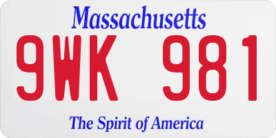 MA license plate 9WK981