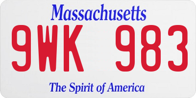 MA license plate 9WK983