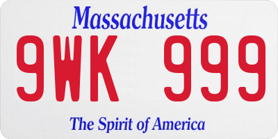 MA license plate 9WK999
