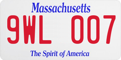 MA license plate 9WL007