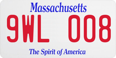 MA license plate 9WL008