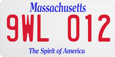 MA license plate 9WL012