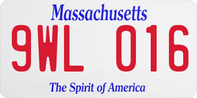 MA license plate 9WL016