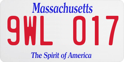 MA license plate 9WL017