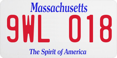 MA license plate 9WL018