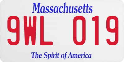 MA license plate 9WL019