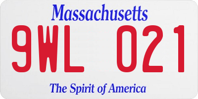 MA license plate 9WL021