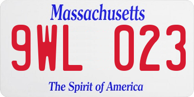 MA license plate 9WL023