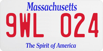 MA license plate 9WL024