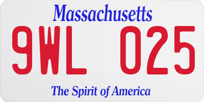 MA license plate 9WL025