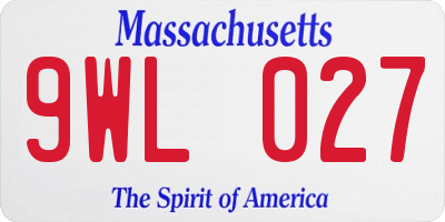 MA license plate 9WL027