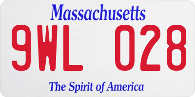 MA license plate 9WL028
