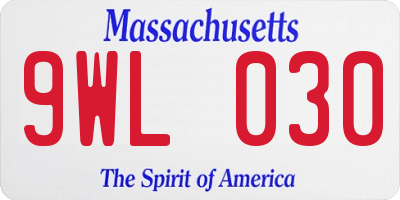 MA license plate 9WL030