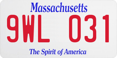 MA license plate 9WL031