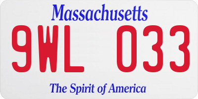 MA license plate 9WL033