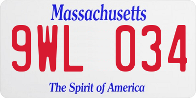 MA license plate 9WL034
