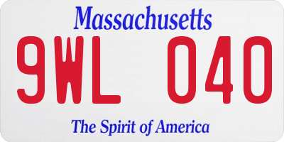 MA license plate 9WL040