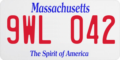 MA license plate 9WL042
