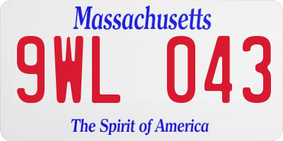 MA license plate 9WL043