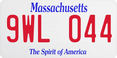 MA license plate 9WL044
