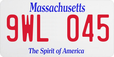 MA license plate 9WL045