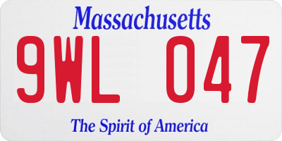 MA license plate 9WL047