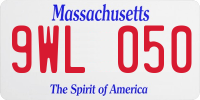 MA license plate 9WL050