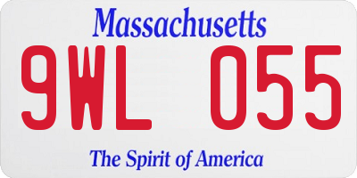 MA license plate 9WL055