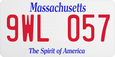 MA license plate 9WL057