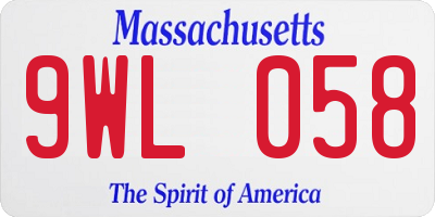 MA license plate 9WL058