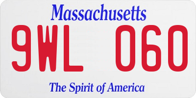 MA license plate 9WL060