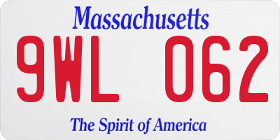 MA license plate 9WL062