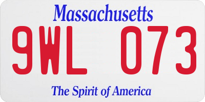 MA license plate 9WL073