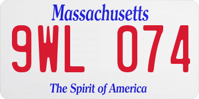 MA license plate 9WL074