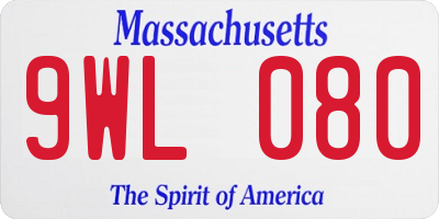 MA license plate 9WL080