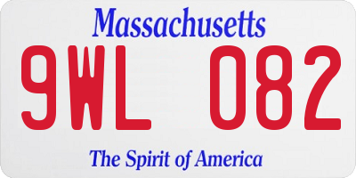 MA license plate 9WL082