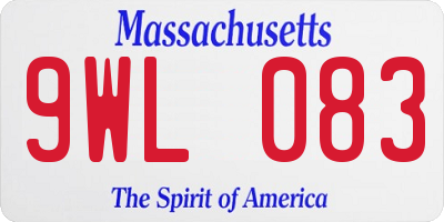MA license plate 9WL083
