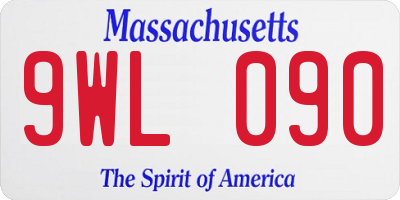 MA license plate 9WL090