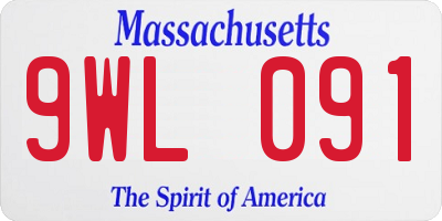 MA license plate 9WL091