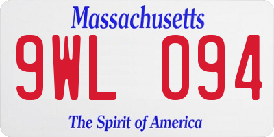 MA license plate 9WL094