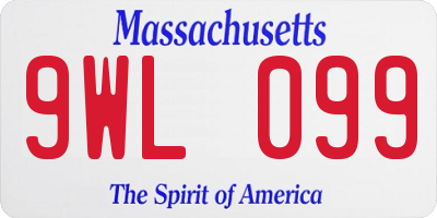 MA license plate 9WL099