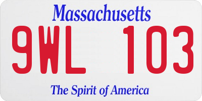 MA license plate 9WL103