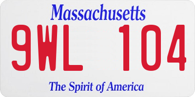 MA license plate 9WL104