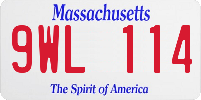 MA license plate 9WL114