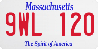 MA license plate 9WL120