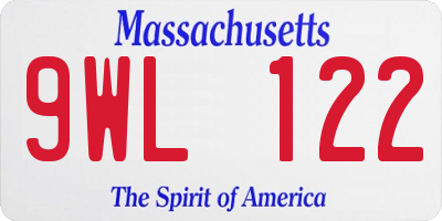 MA license plate 9WL122