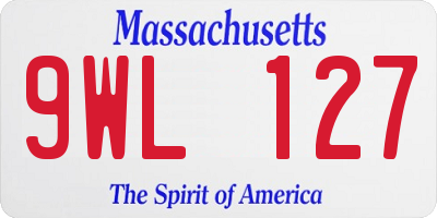 MA license plate 9WL127