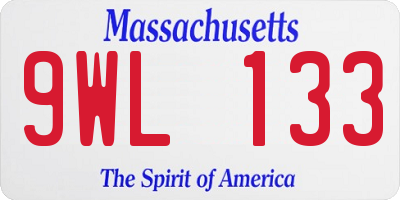 MA license plate 9WL133