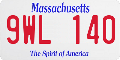 MA license plate 9WL140