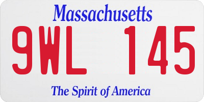 MA license plate 9WL145